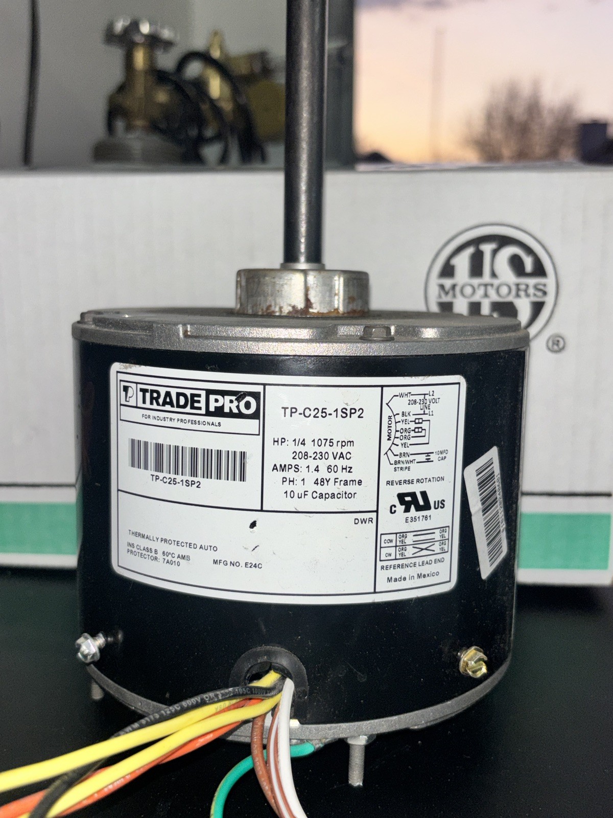 CONDENSER FAN MOTOR 1075RPM 1/4 HP – TRADEPRO – USED – FEDEX – TESTED – READ
