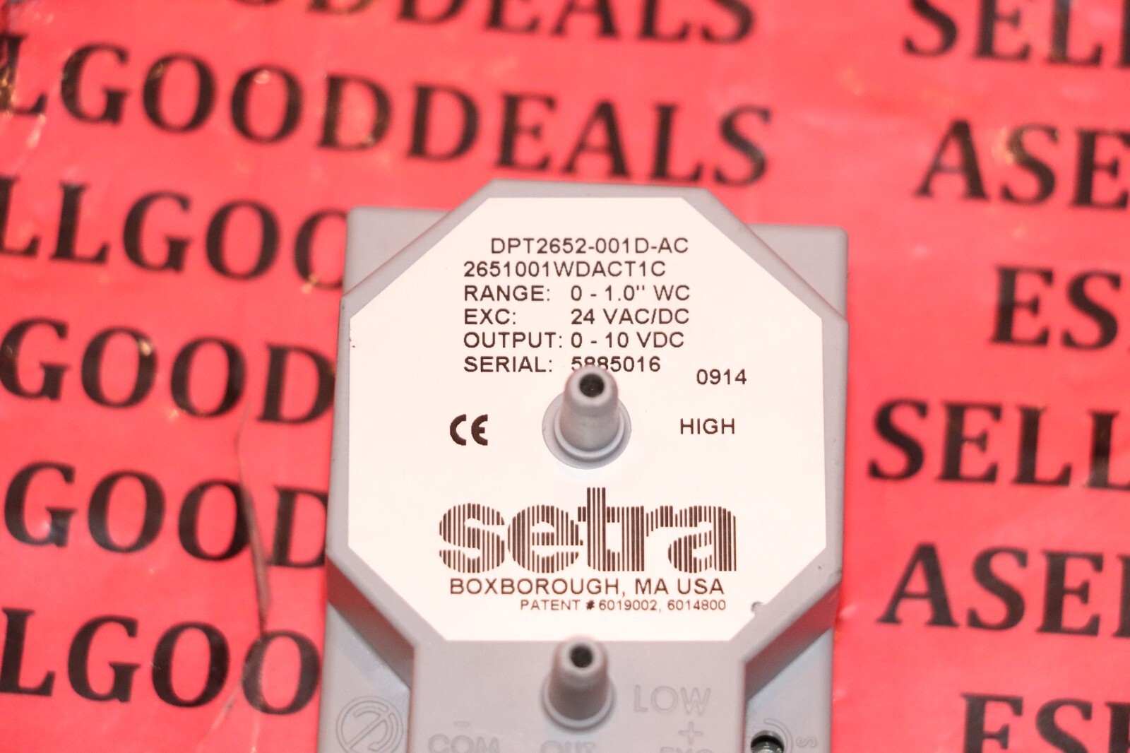 Setra DPT2652-001D-AC Low Differential Pressure Transducer 0-1.0″ WC