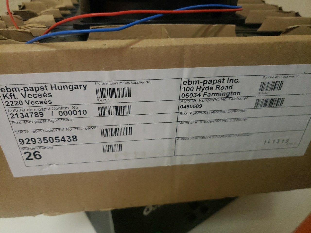 Lot of 25 EBM-Papst 4412 FGL Axial Fans 12V DC 1.3W 119mm – New Open Box