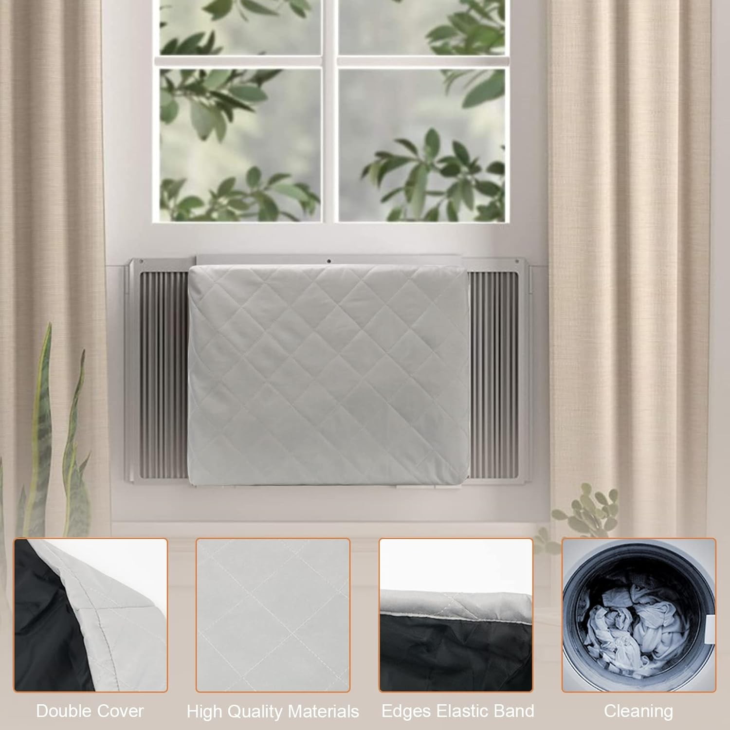 HOXHA 2 Pack Indoor Air Conditioner Cover for Window 21 x 15 x 3.5 inches