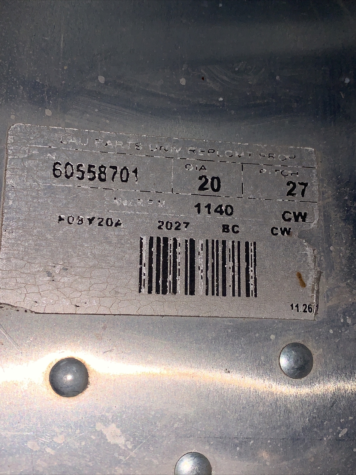 Lau 60558701 20″ Fan Blade CW Rotation 27 Degree Pitch 4 Blades