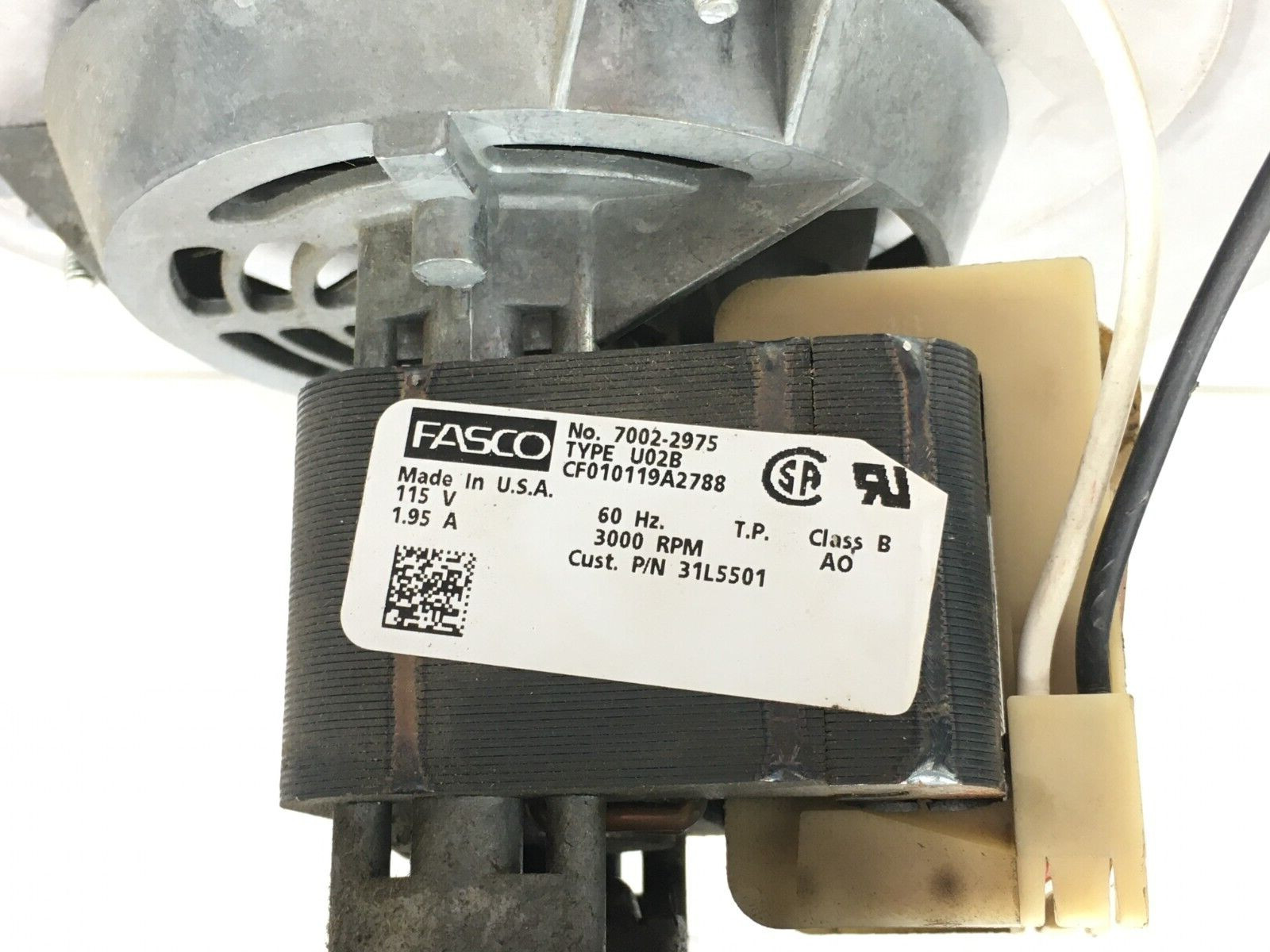 FASCO 7002-2975 Draft Inducer Blower Motor Lennox 31L5501 115V used, tested #L18