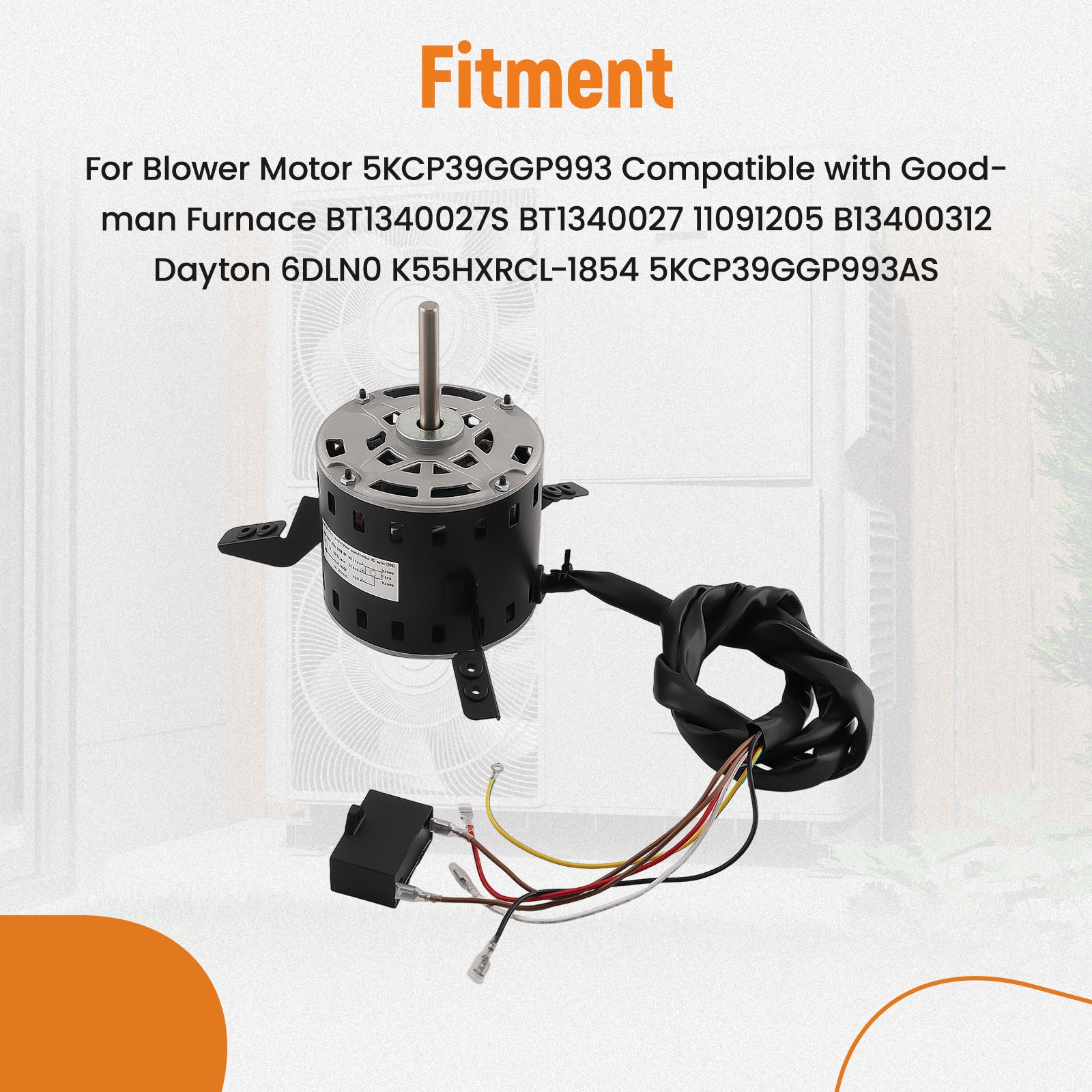 1PC Blower Fan Motor 5KCP39GGP993 for Goodman Furnace BT1340027S 230V 1075 RPM