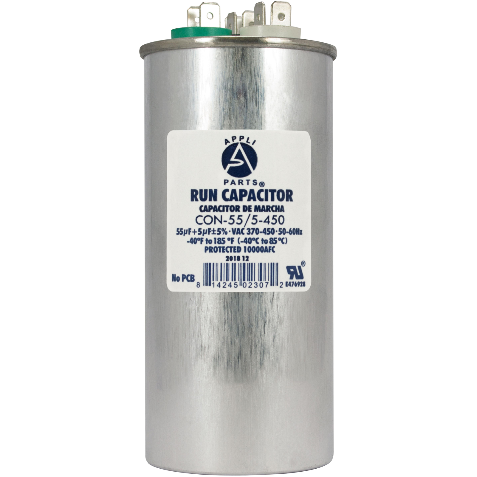 Appli Parts Dual Run Capacitor for ac 55+5 Mfd uF (microfarads) 370VAC or 450VAC
