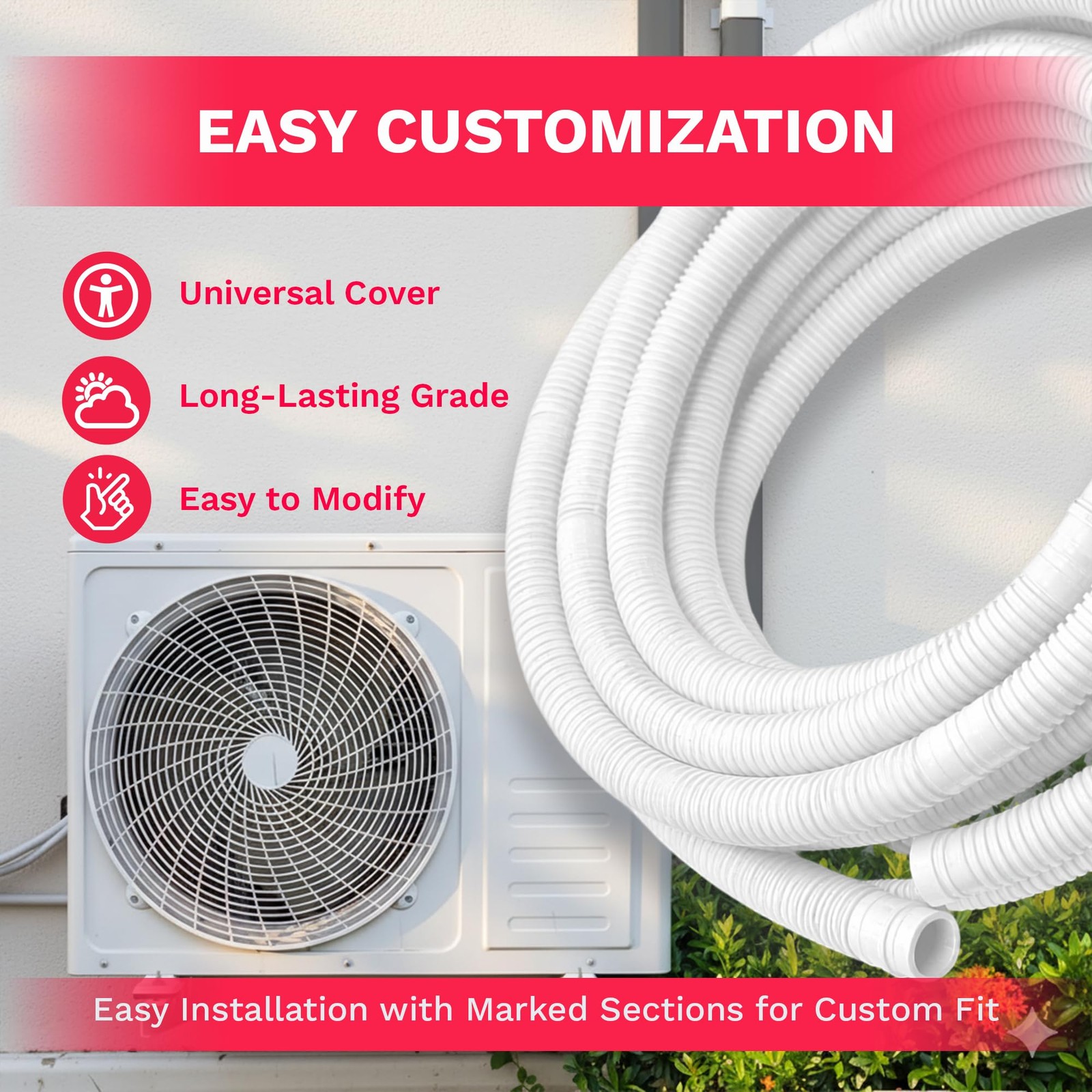 DuctlessAire Mini Split Drain Hose – Portable Air Conditioner 26 ft, Beige