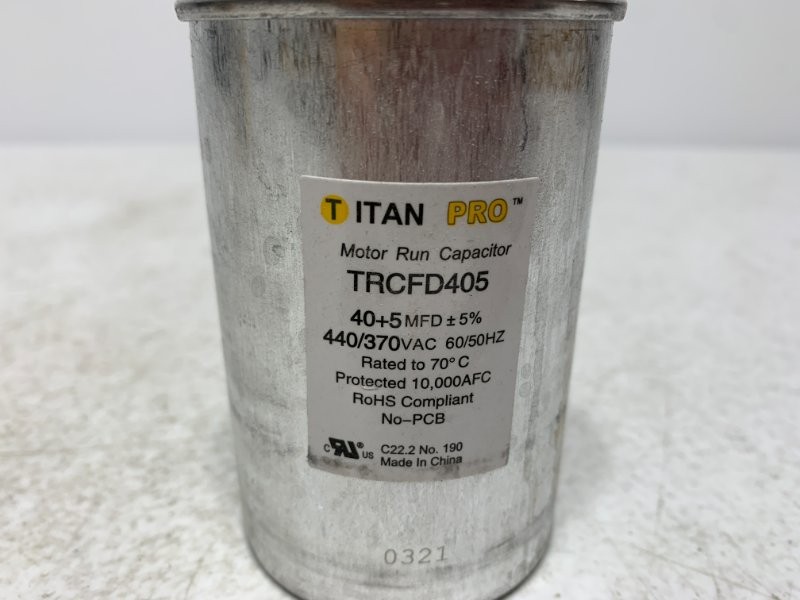 Titan Pro TRCFD405 Run Capacitor 40+5 MFD 440/370V Round