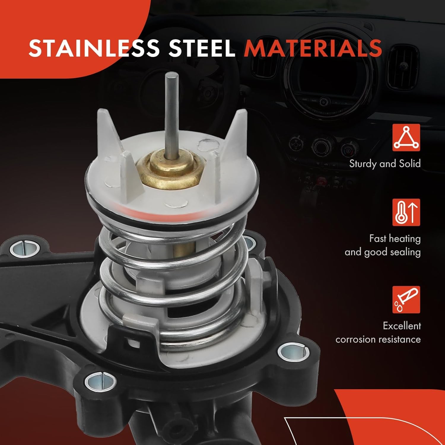 Engine Coolant Thermostat Housing Assembly with Gasket Compatible with Q5 Q7