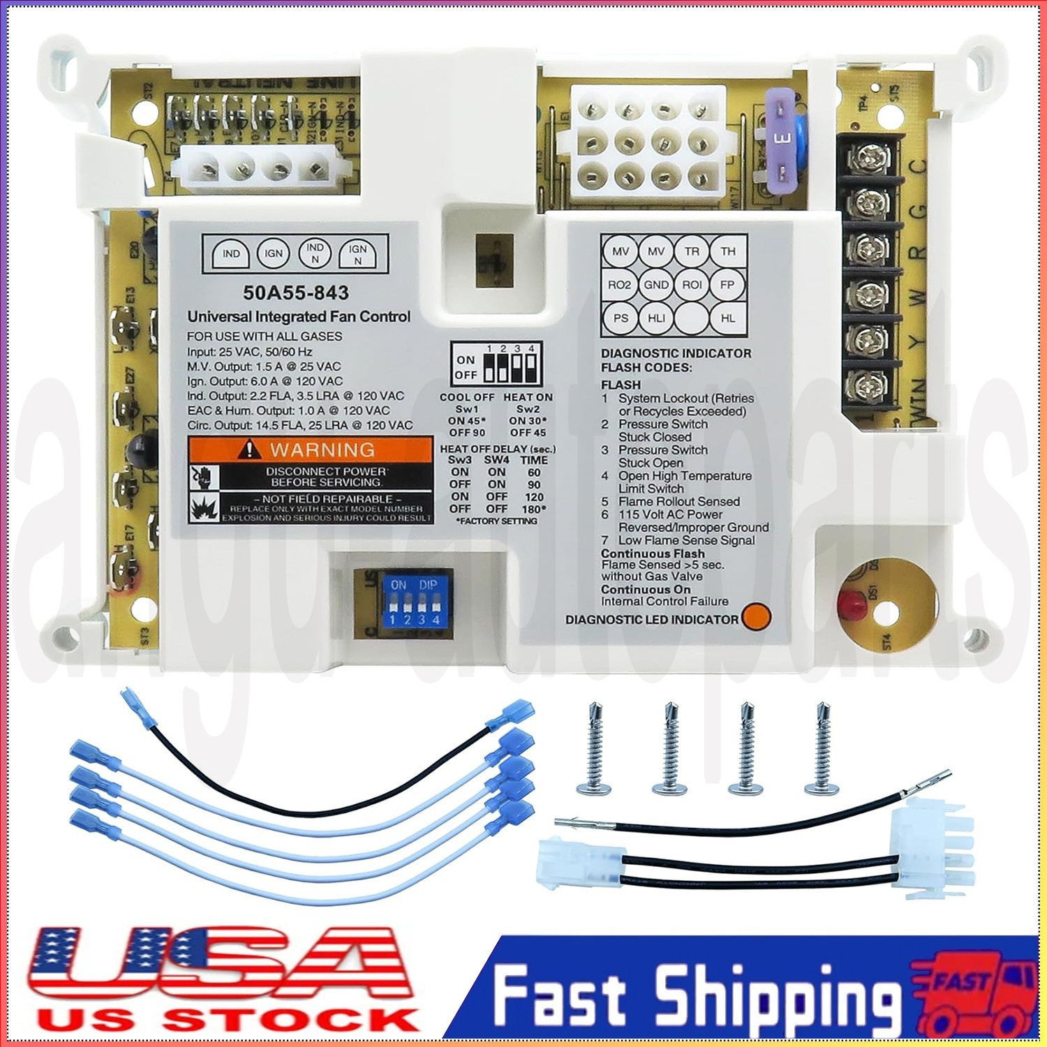50A55-843 Furnace Control Circuit Board For White Rodgers Universal Replacement