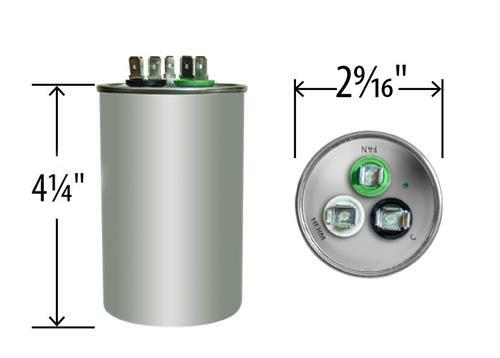 60 + 7.5 uF MFD x 370 / 440 VAC Motor Run Capacitor AmRad USA2221B – Made in USA