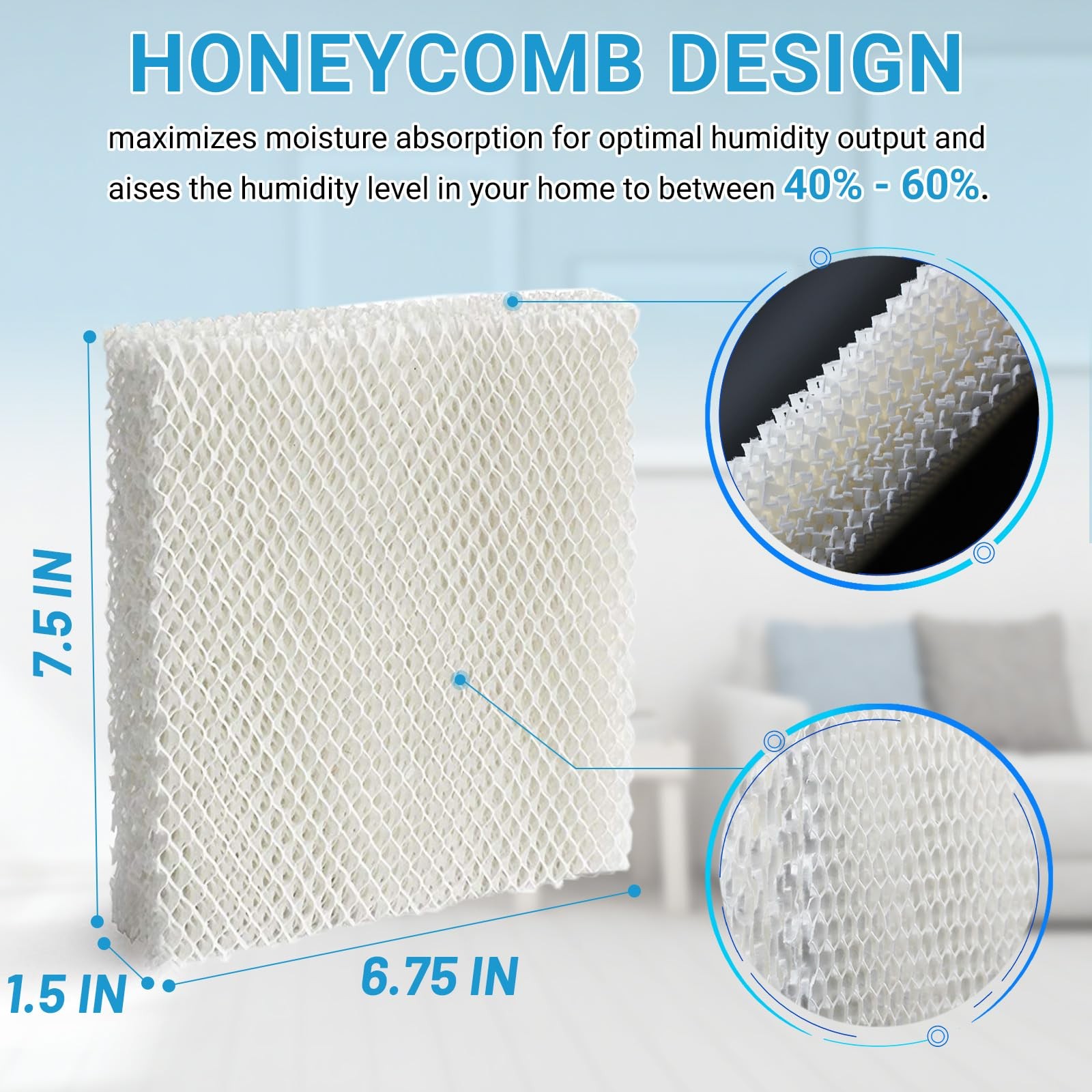 Lemige 6 Pack Humidifier Wicking HFT600 Filters T 6 Pack-White, 6 Pack-white
