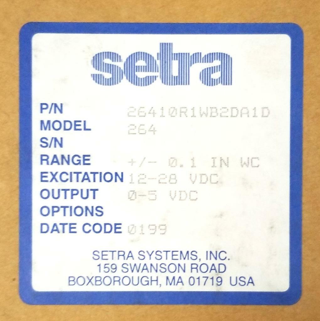 Setra 26410R1WB2DA1D Differential Pressure Transducer +/- 0.1″ WC 12-28 VDC