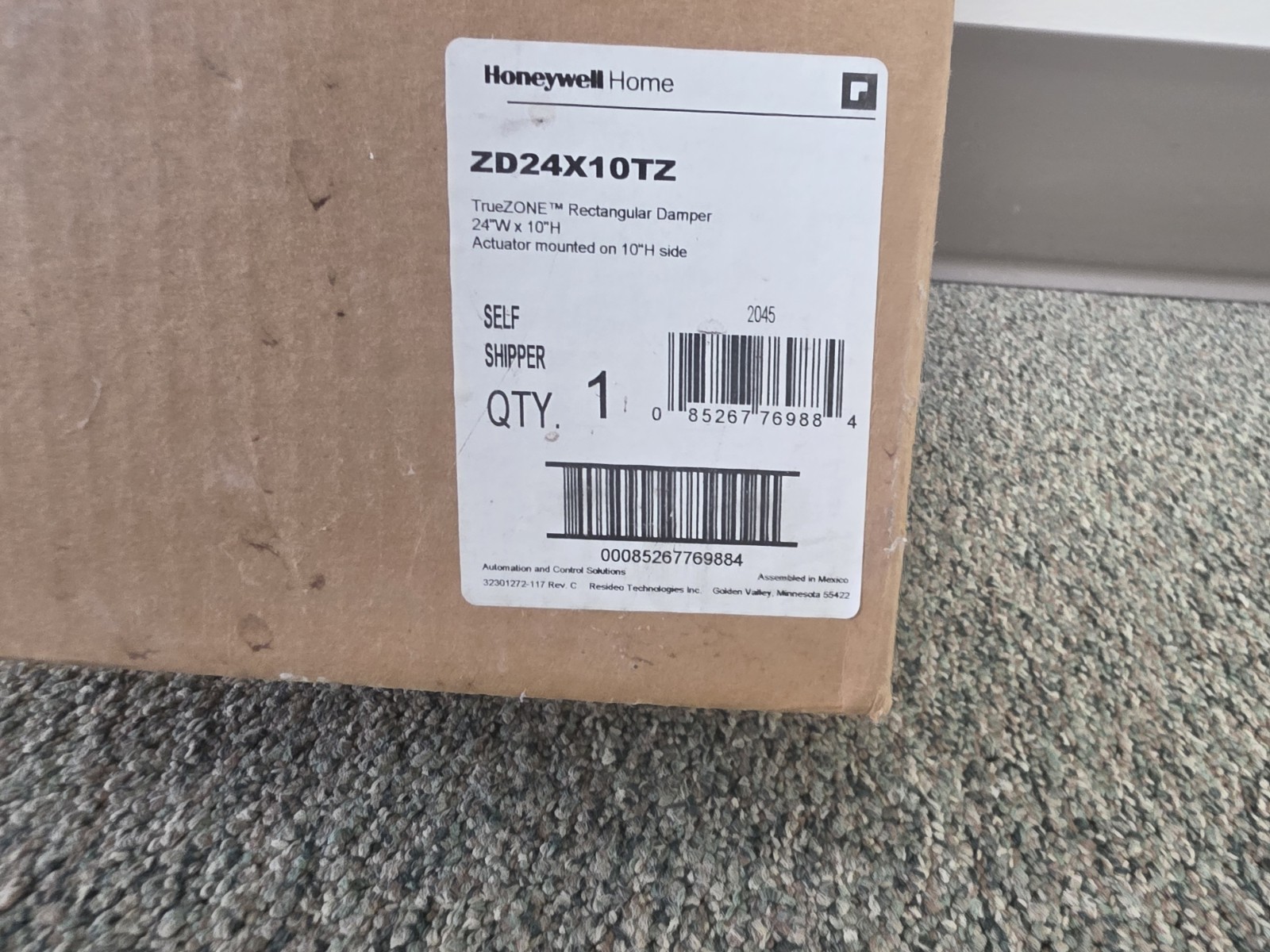 Honeywell TrueZONE ZD24x10TZ 24in x 10in Parallel Blade Zone Damper
