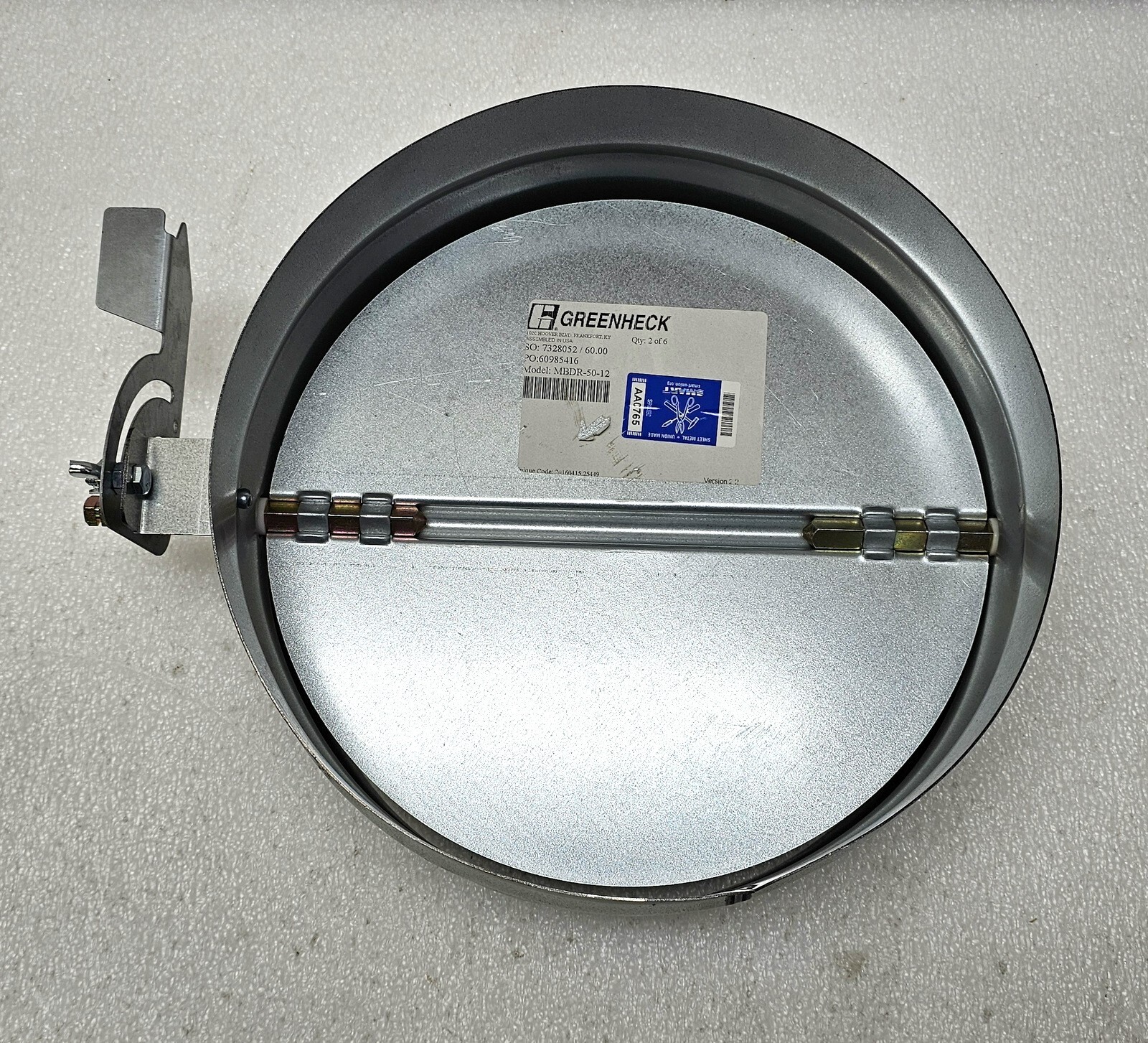 GREENHECK 12″ Diameter Manual Regulating/Balancing ROUND DUCT DAMPER~ MBDR-50-12