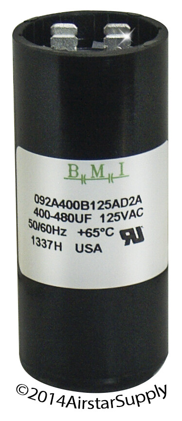 400-480 uF x 125 VAC BMI 092A400B125AD2A Motor Start AC Capacitor with Resistor