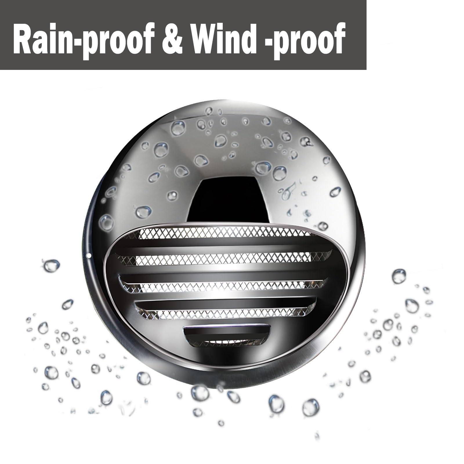 4 Inch Dryer Vent Cover Metal Stainless Steel Round Wall 4 inch, Silver