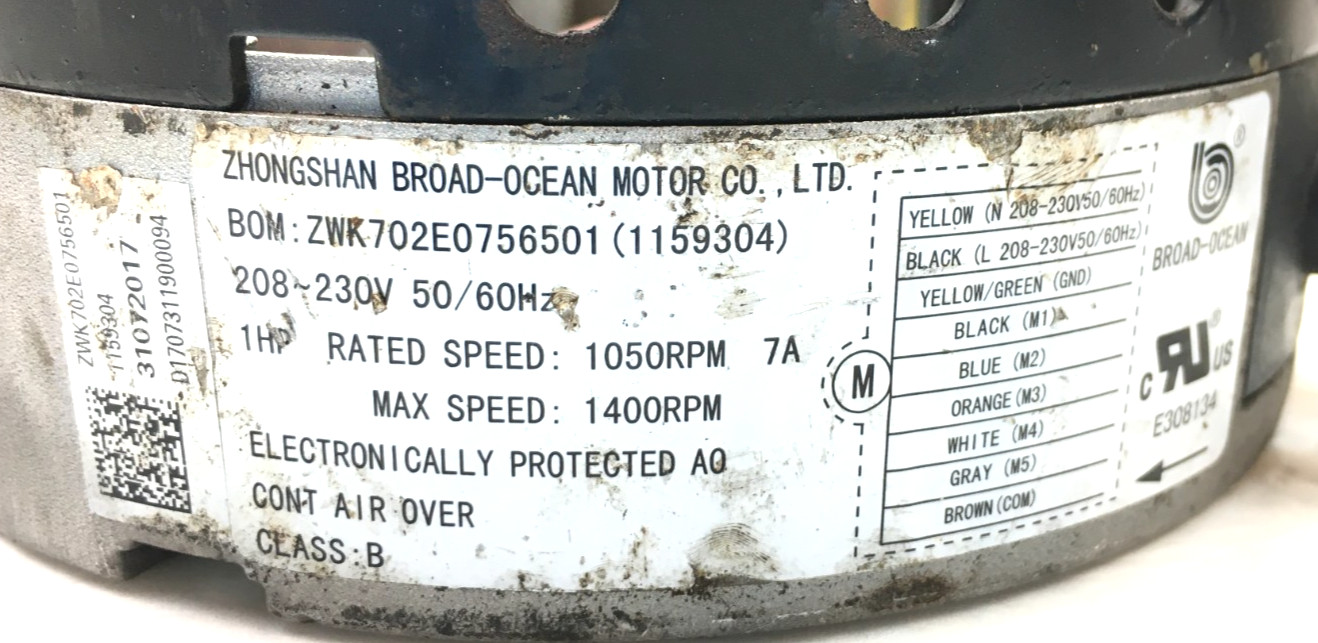 BROAD-OCEAN ZWK702E0756501 ECM Module ONLY S1-32436223474 230V 1HP used #W224