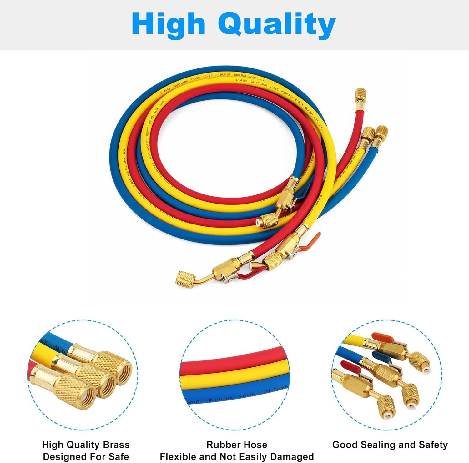 Yellow Jacket 29986 Plus II 1/4″ Hose with Compact Ball Valve, 72″ (Pack of 3)!