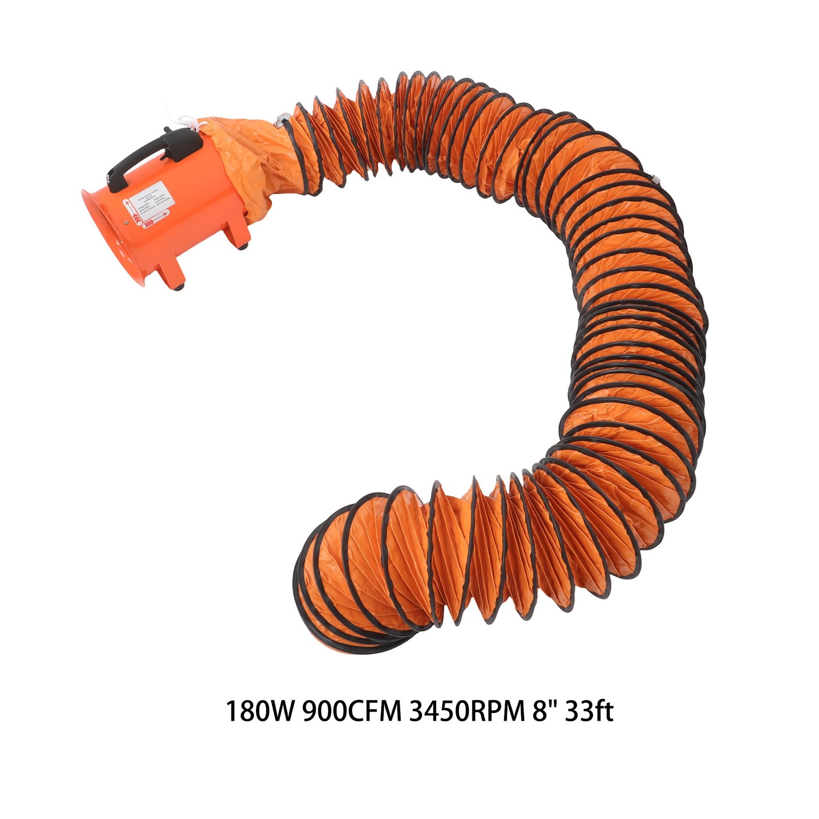 8 Inch Portable Air Mover Blower Fan 900CFM 180W 3450RPM with 33FT Duct Hose