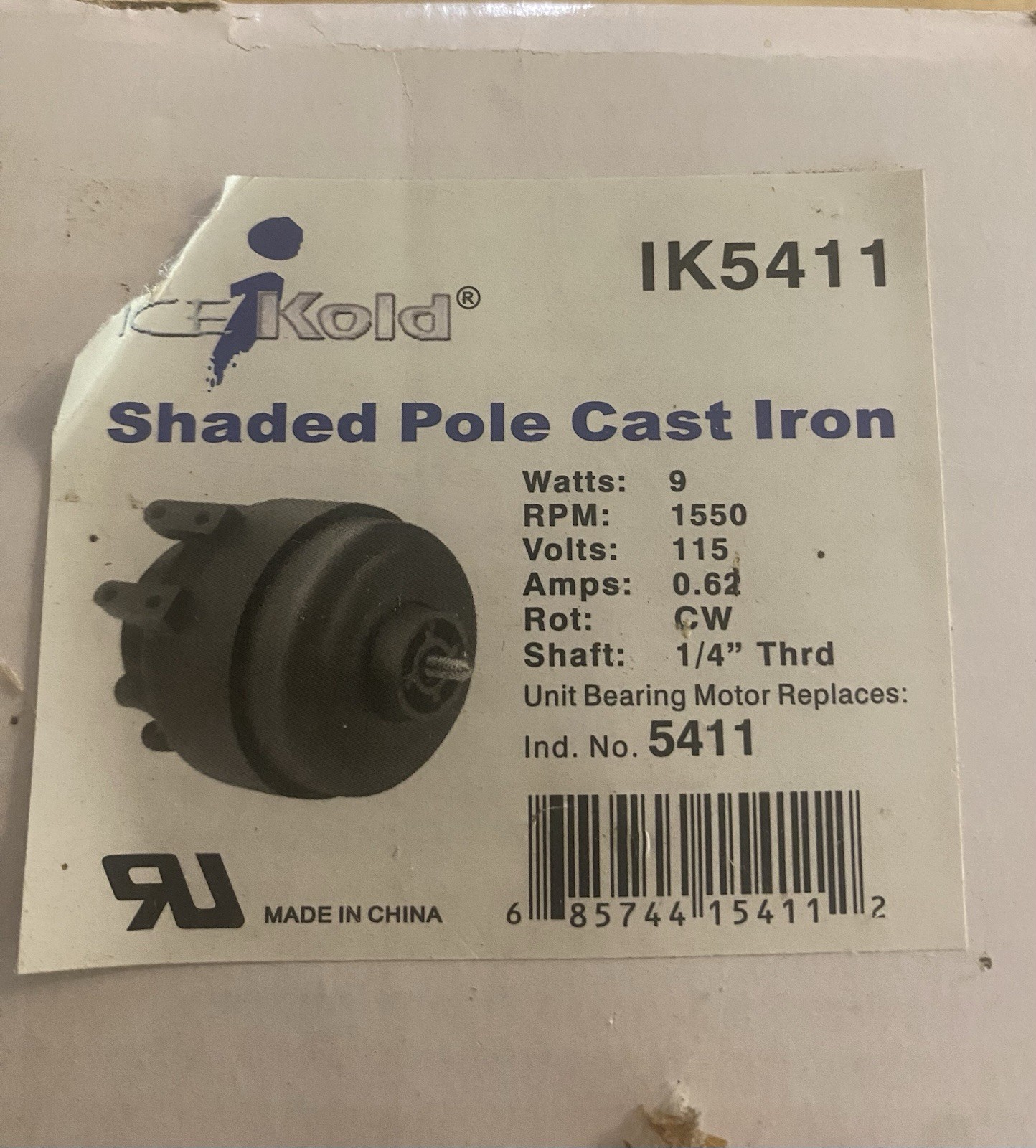 NEW JARD by Mars 15411 Unit Bearing Cast Iron Motor 9W 115V