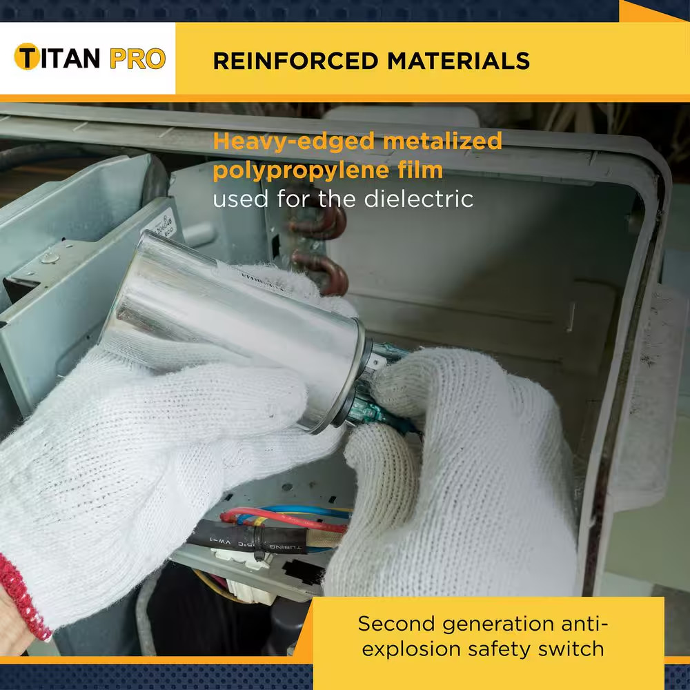 TitanPro TRCFD455 HVAC Round Dual Motor Run Capacitor. 45/5 MFD/UF440/370 Volts