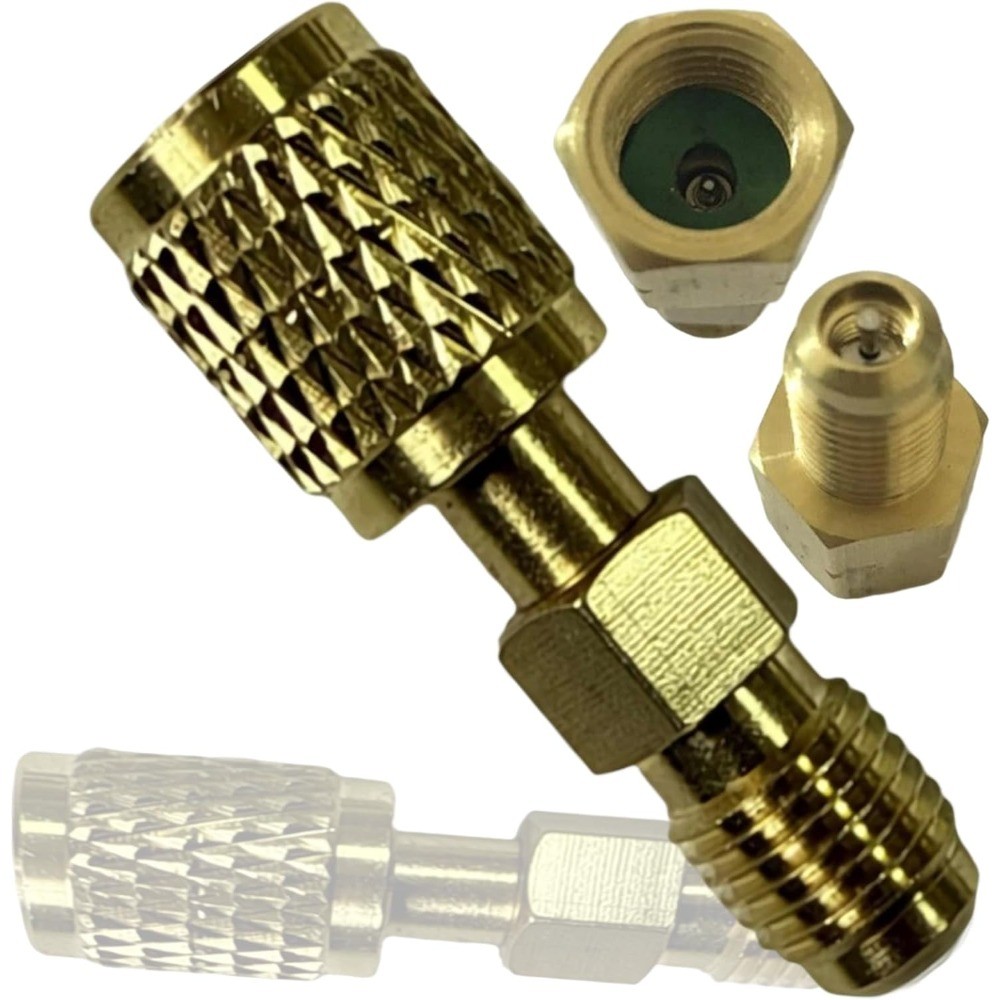R32 R454B Refrigerant Brass Adapter 1/4″ Female to 1/4″ Male Reverse Thread