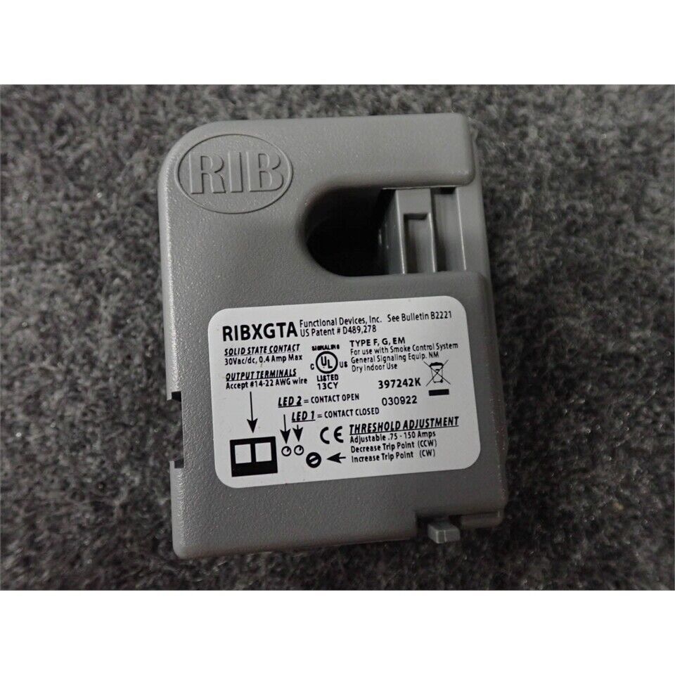 RIB RIBXGTA Current Switch, Split Core, Adjustable 0.75-150 Amp, 30V AC/DC 0.4A
