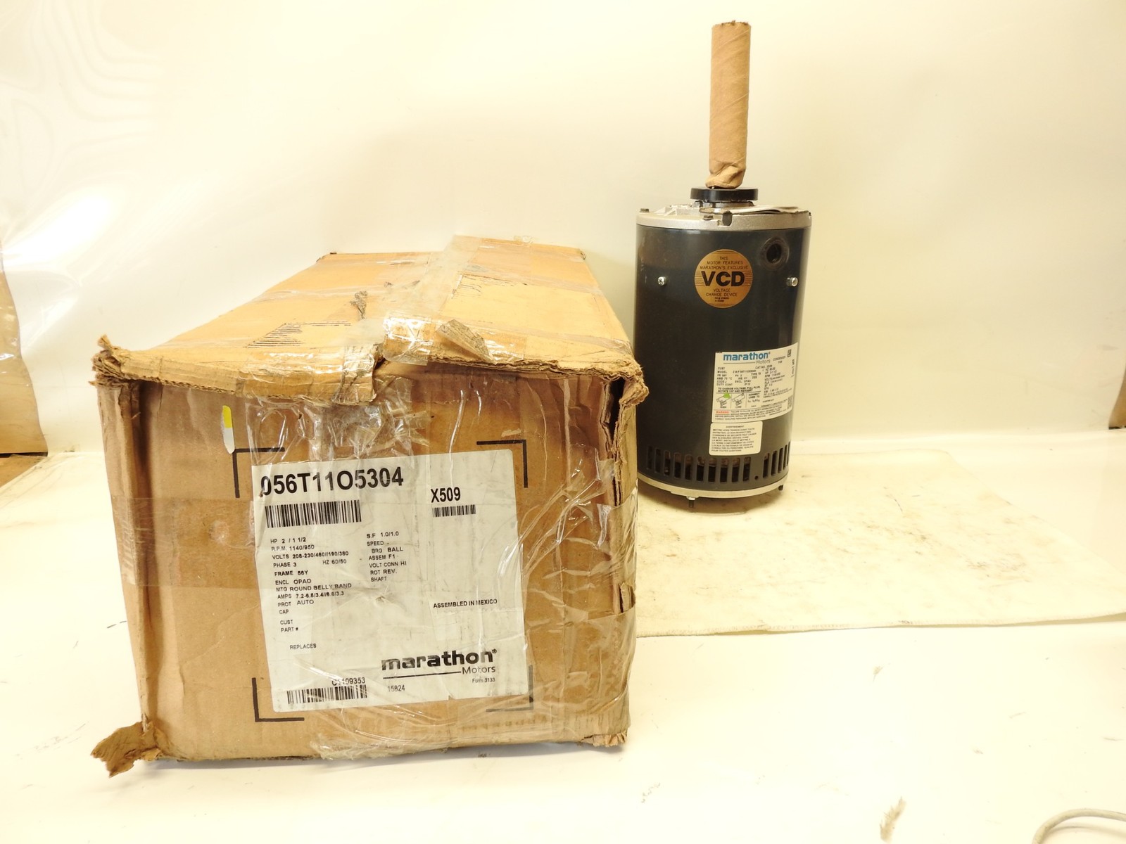 Marathon 056T11O5304 Condenser Fan Motor, 2 HP, 56Y Frame, 3-Phase, 1140 RPM