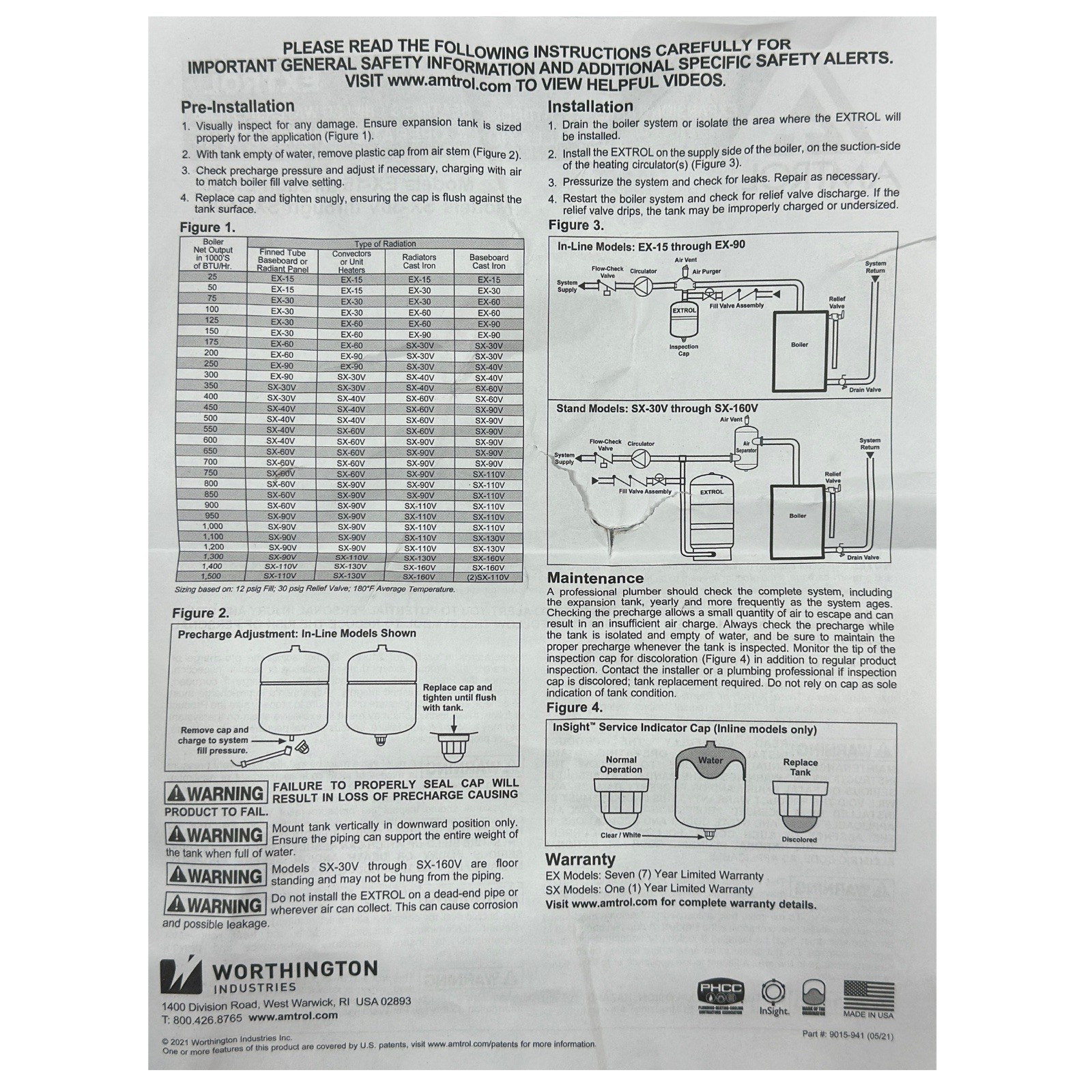 Amtrol Extrol EX-30 Boiler Expansion Tank – 102-1 (Dented Corner / Scuff Marks)