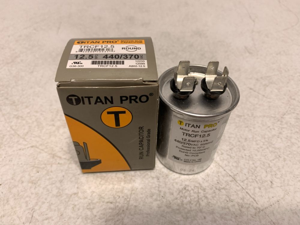 Titan Pro TRCF12.5 Motor Run Capacitor 12.5MFD 440/370V Round