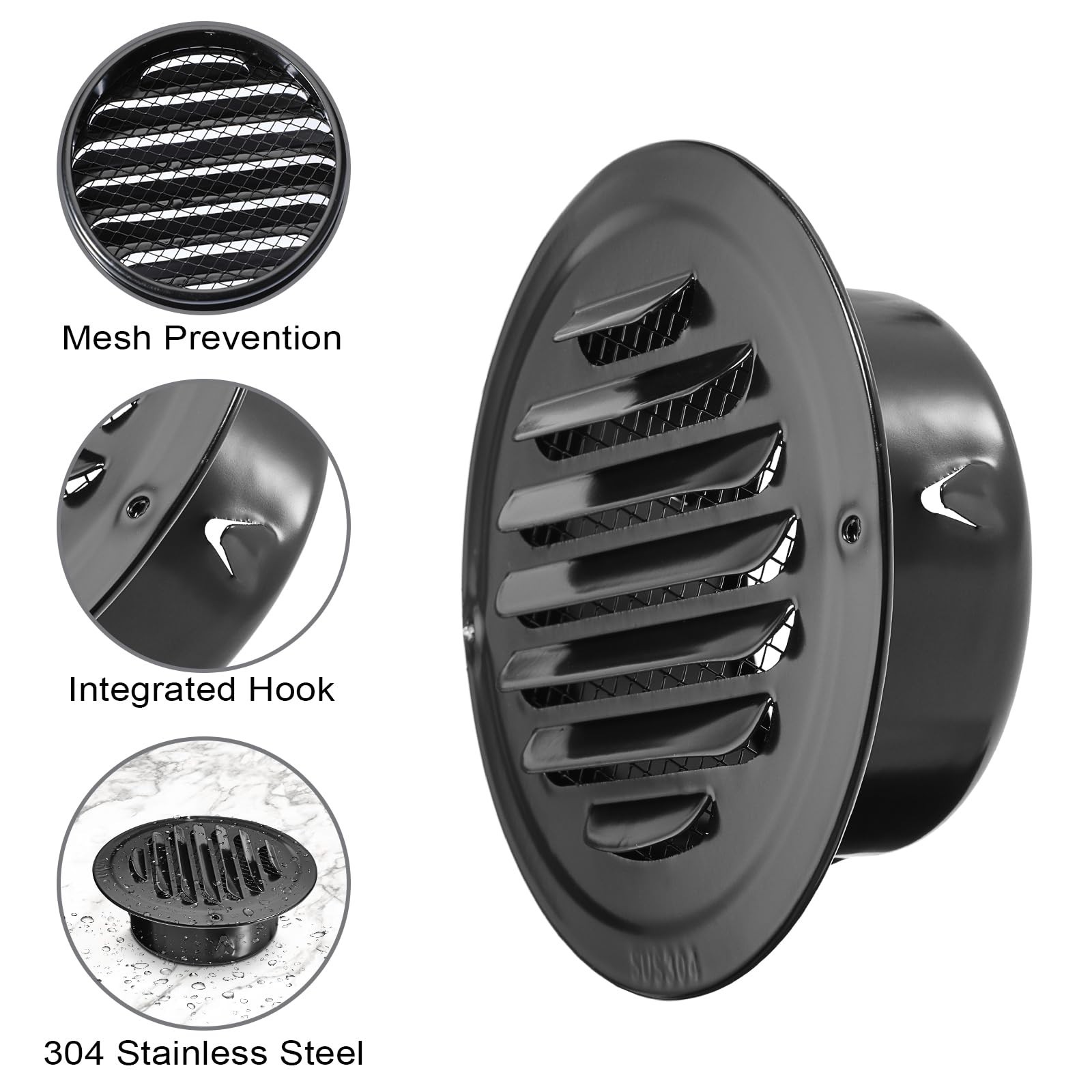 4 Inch Stainless Steel Air Vents Round Black Soffit Vent Cover Air Vent Flat …