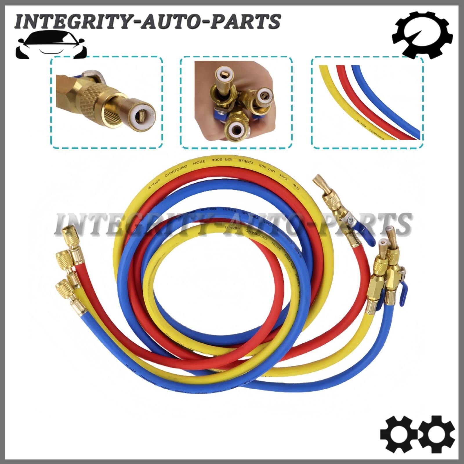 3Pack 29986 Plus II 1/4″ Hose with Compact Ball Valve 72″ Fit for R-410A Refrige