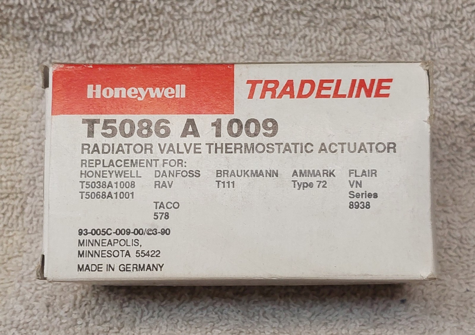 NOS Honeywell T5086 A 1009 Radiator Valve Thermostatic Actuator T5086A1009