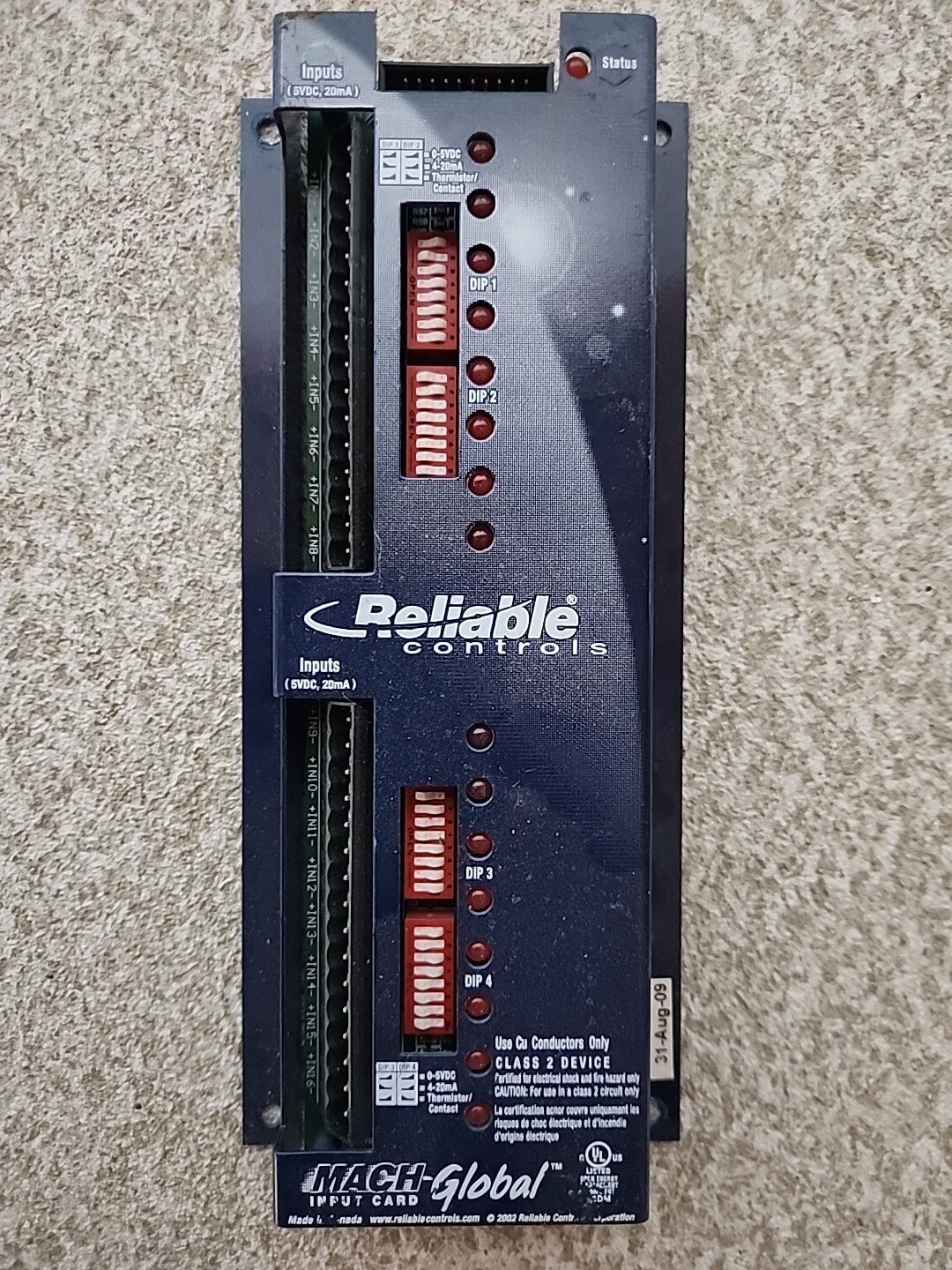 RELIABLE CONTROLS Mach Global Input Card Used