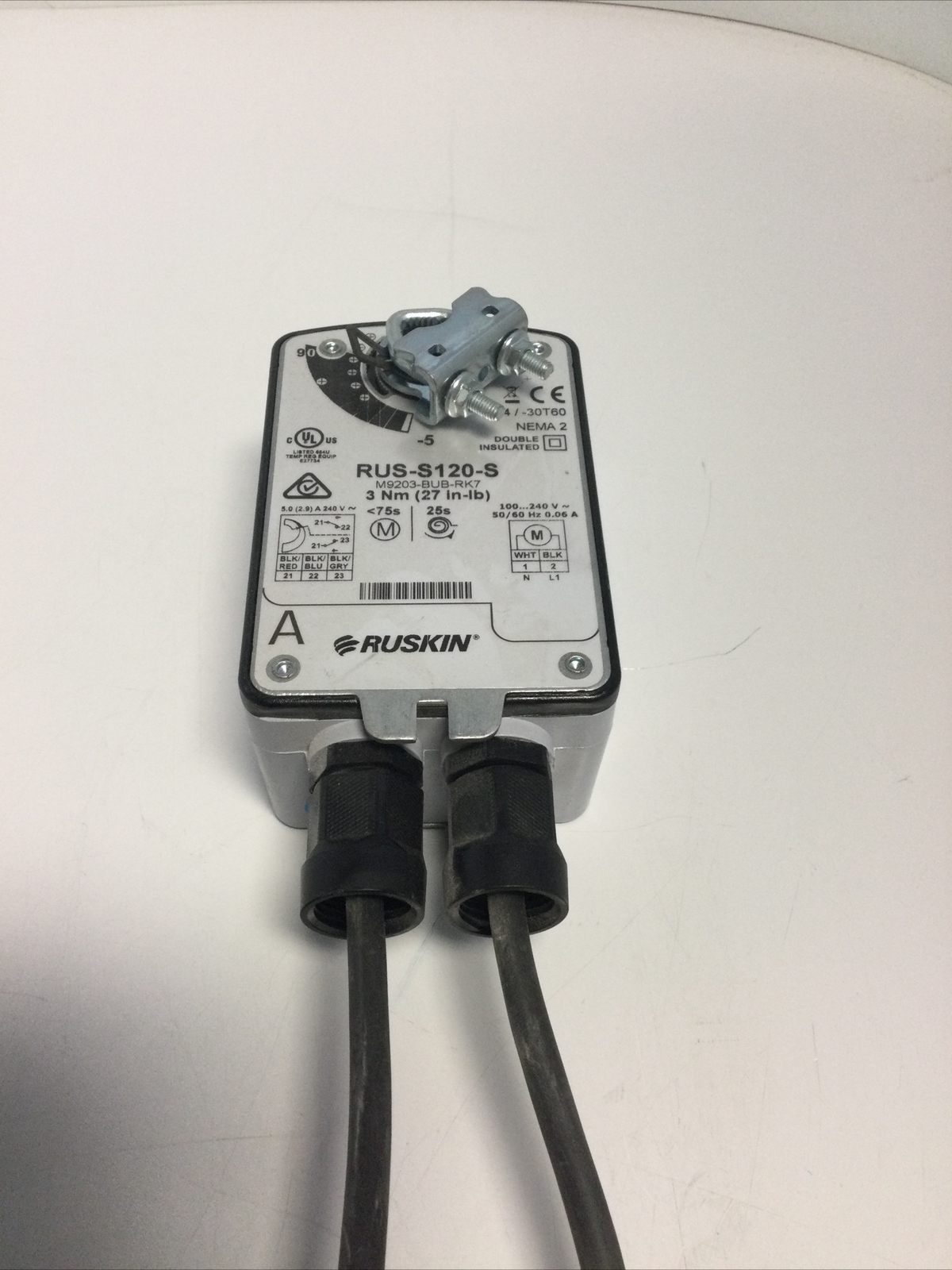 NEW, RUSKIN, RUS-S120-S, ACTUATOR, 3Nm / 27 LB, 120V, NEMA2. (29F-2)
