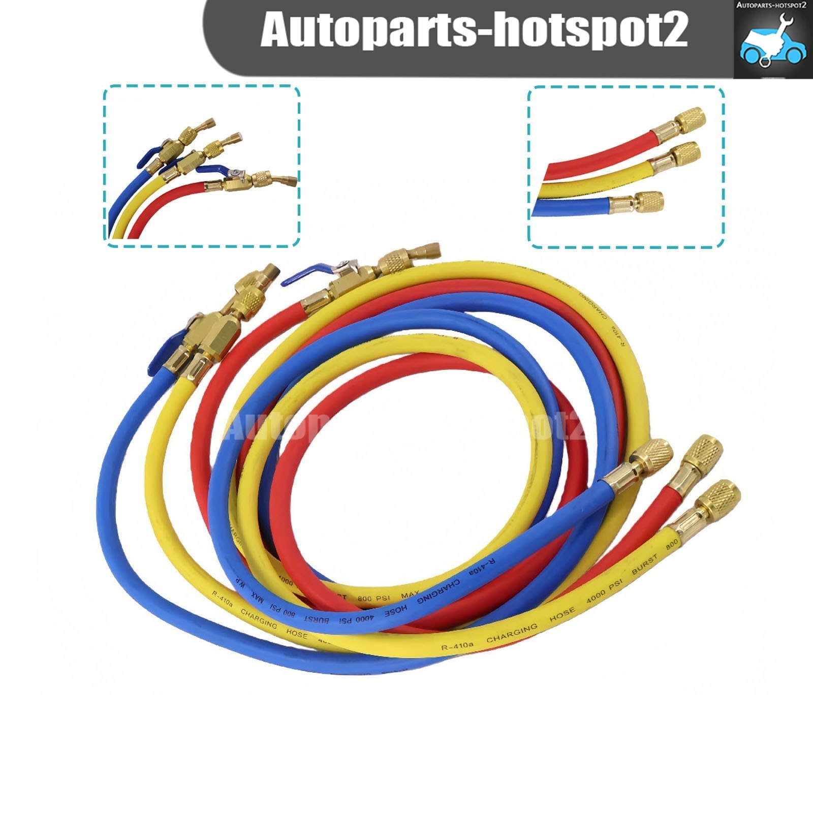 NEW For 29986 Plus II 72″ HVAC Charging Hose Set 1/4″ (3-Pack)