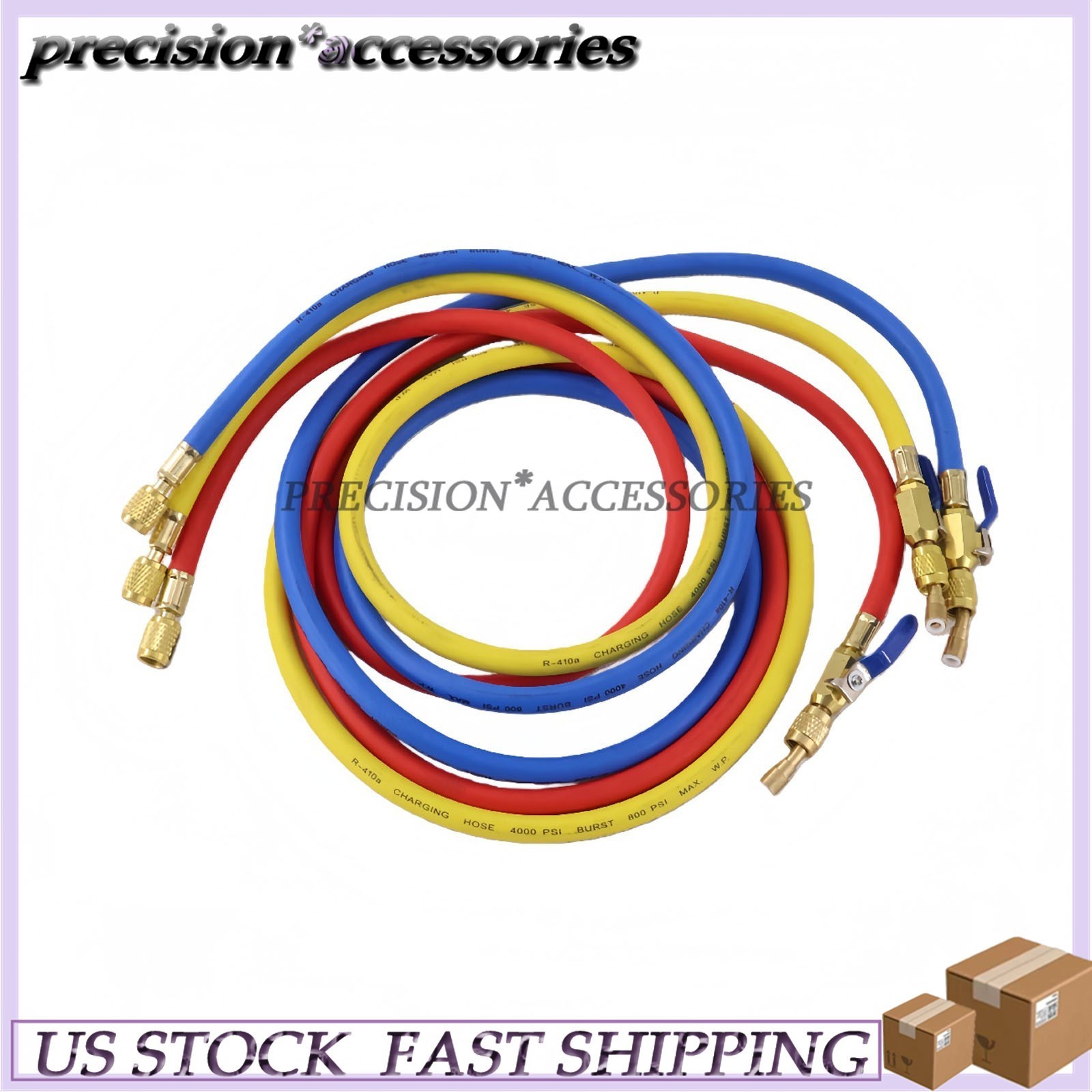 3Pack 29986 For R-410A Refrige Plus II 1/4″ Hose with Compact Ball Valve 72″