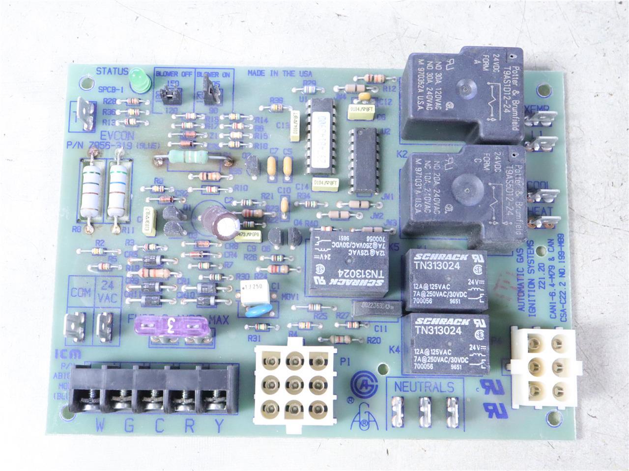 Coleman EVCON 7956-319 (BLUE) Furnace Control Circuit Board ICM AB1012 MOB BLUE