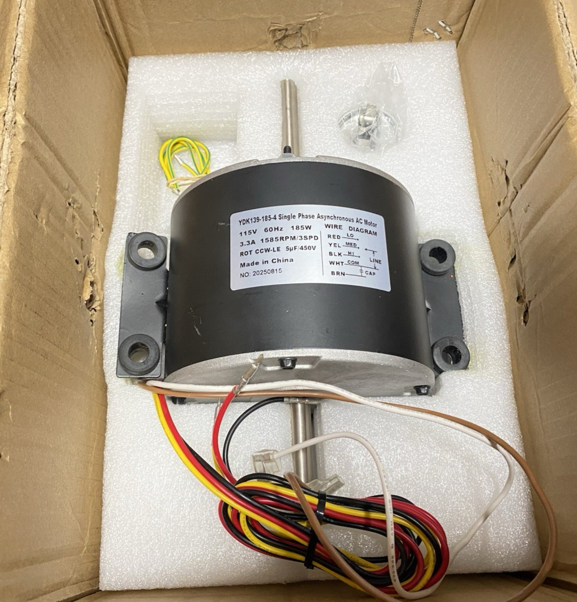 YDK139-185-4 1 Phase Asynchronous AC Motor 115V 60Hz 185w 1585 RPM Replacement