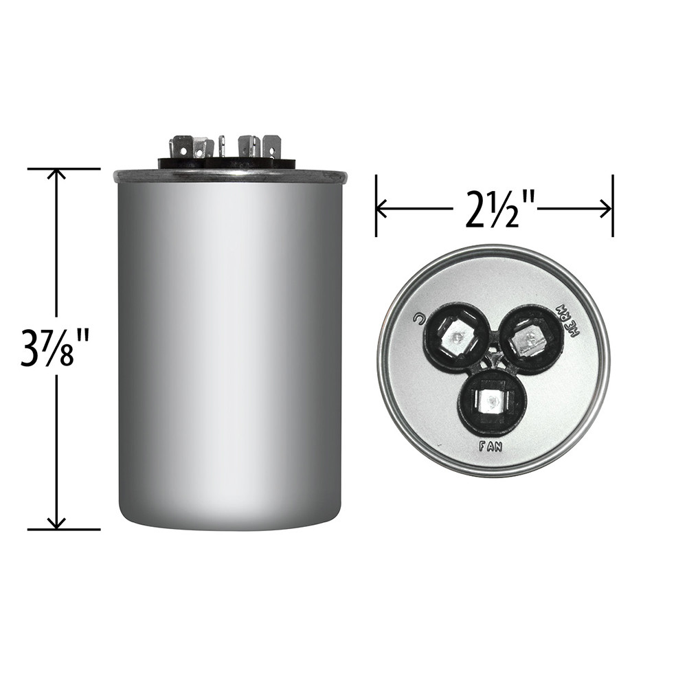 40+3 uF MFD 370 440 VAC Round Motor Dual Run Capacitor 50/60Hz USA Made Cap