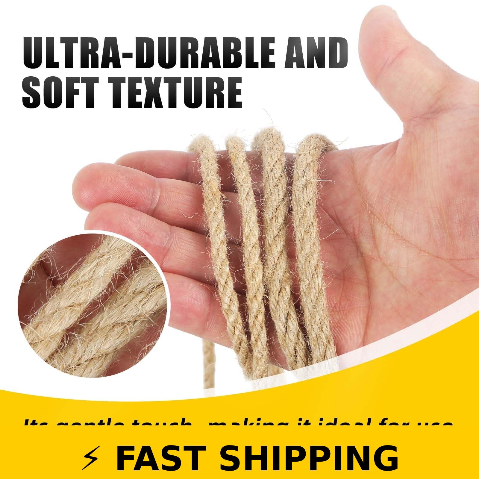 Radix Rope 8MM x 50FT Jute Twine – Heavy Duty Natural Fiber