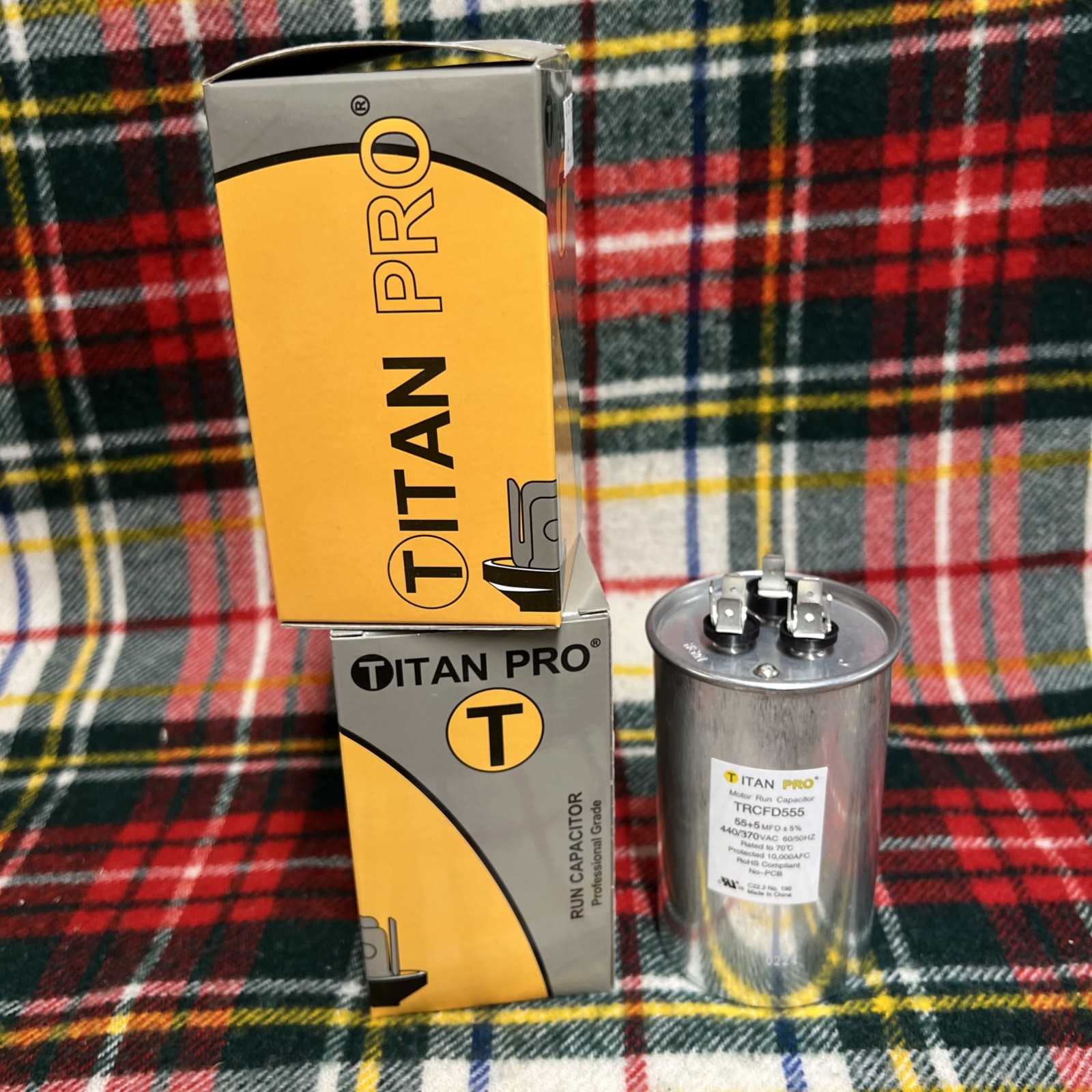 New Titan Pro TRCFD555 HVAC Round Capacitor 55/5 MFD/UF 440/370 VAC Lot Of 2