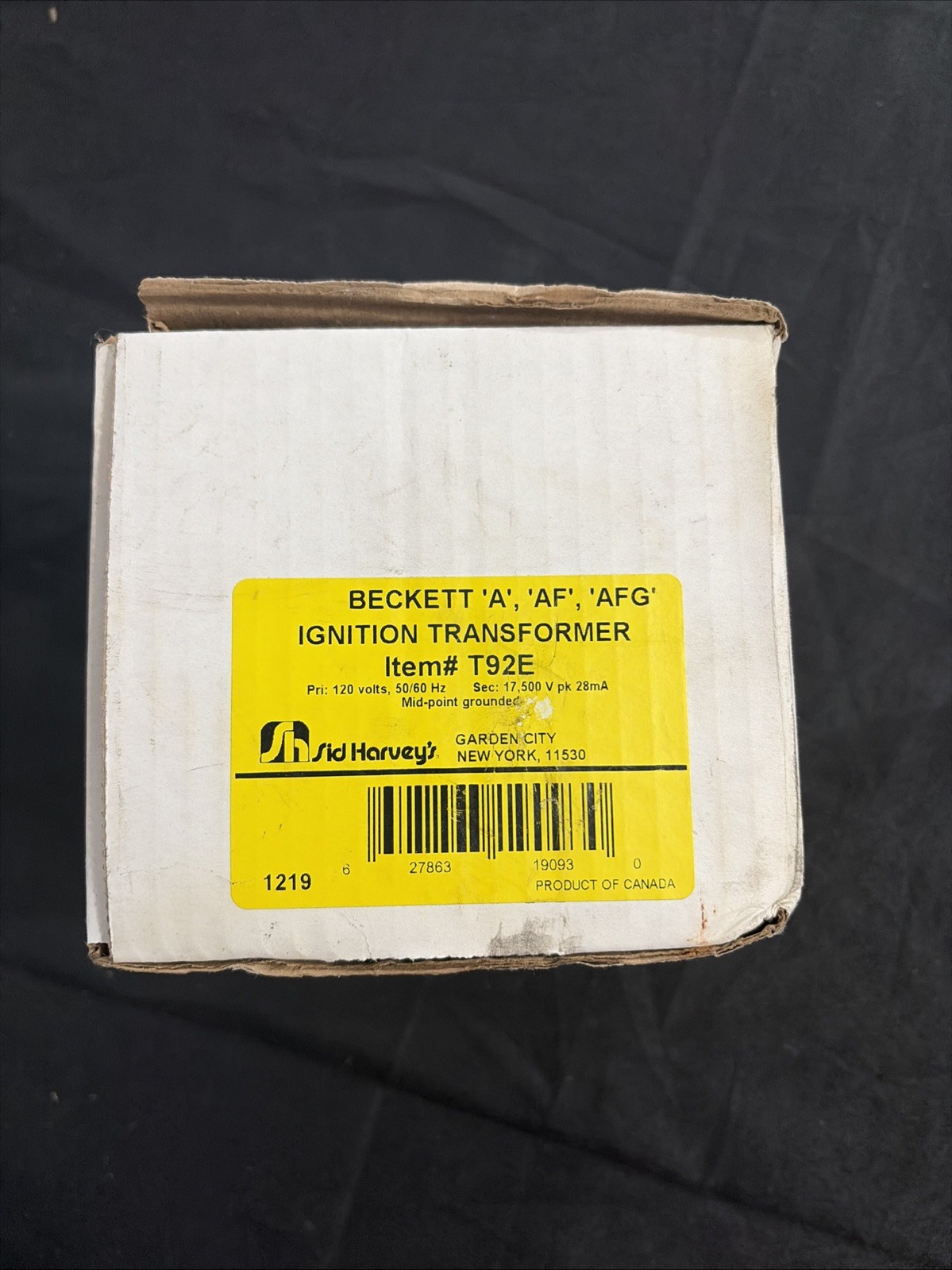 Sid Harvey T-92E Ignition Transformer For Beckett A AF & AFG