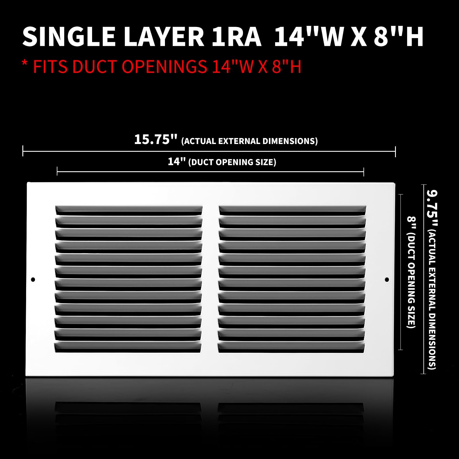 14×8 Vent Cover Air Return Flat Rejillas De Aire Acondicionado Durable Quality