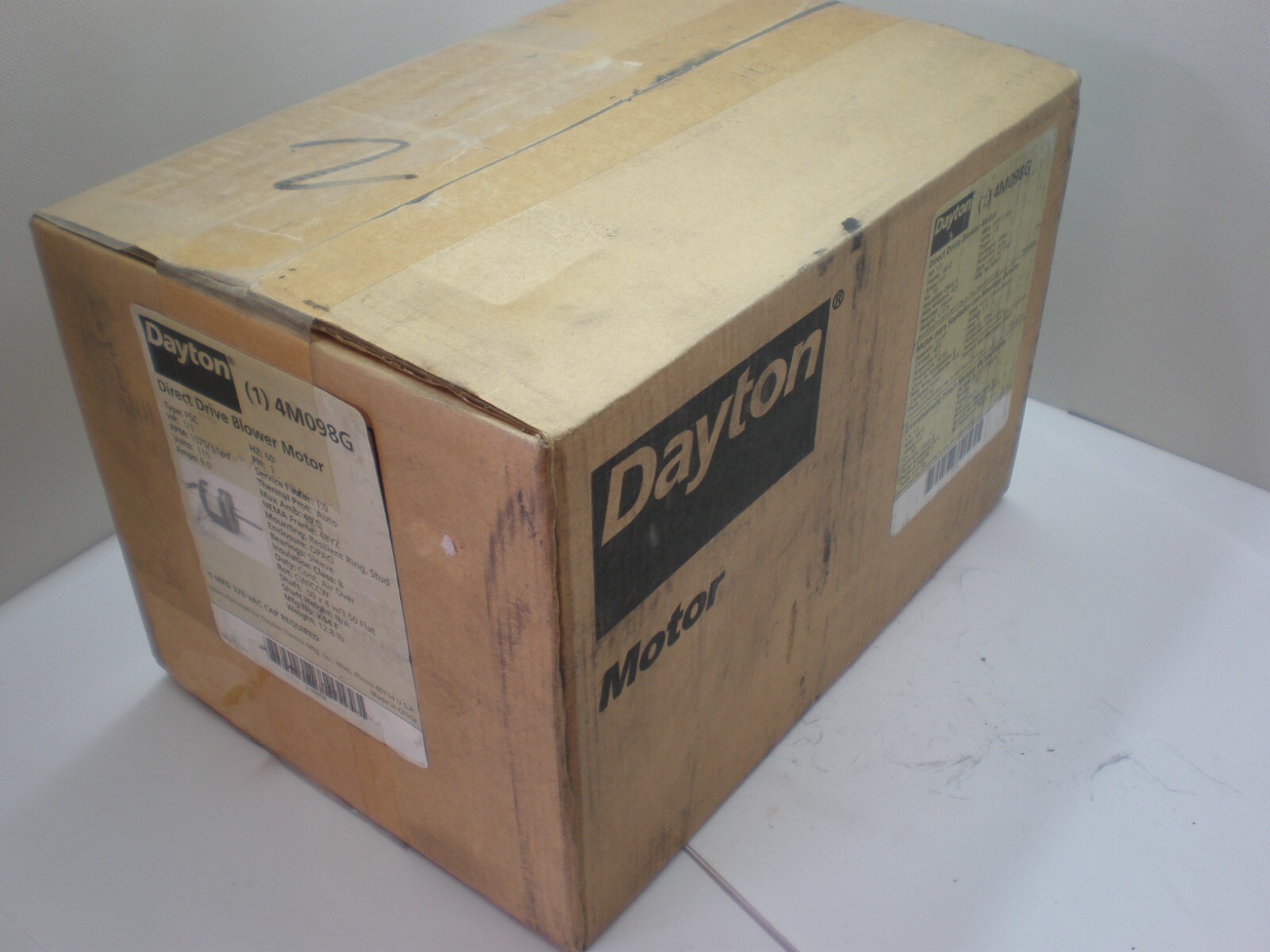 DAYTON 4M100G D/D Blower Motor 3 Speed, Open Air-Over, Ring/Stud Mount, 1/2 HP