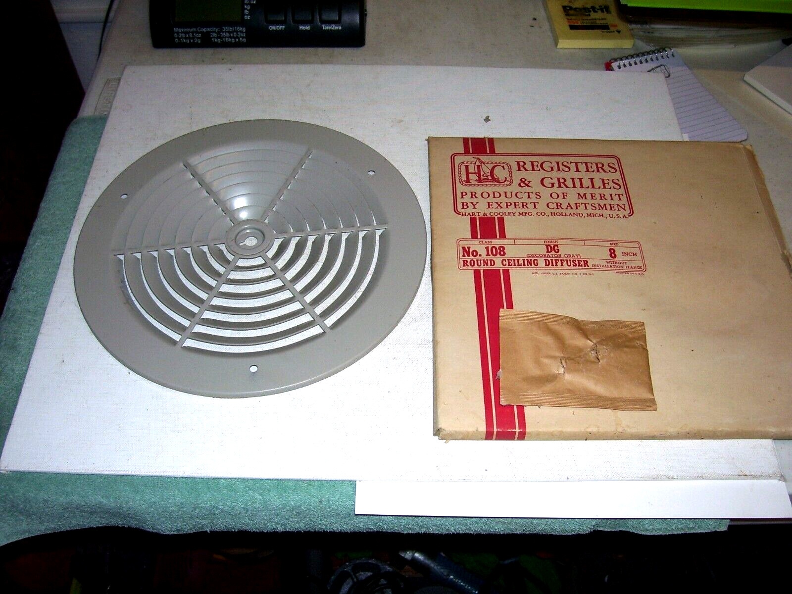 H&C 8″ Round Ceiling Diffuser N0. 108 Gray,  vintage  NOS