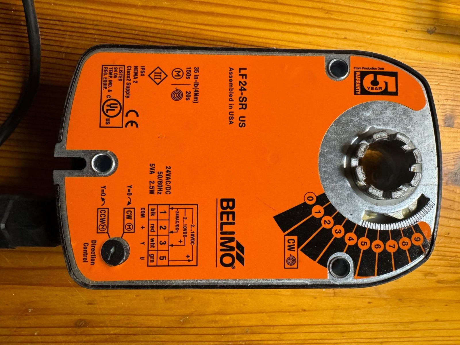 Belimo LF24-SR US Spring Return Proportional Damper Actuator 24VAC/DC