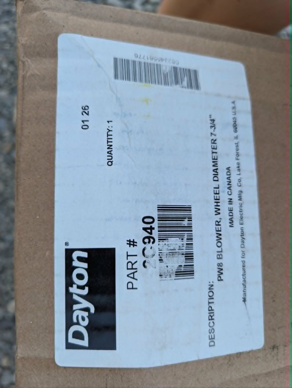 Dayton 2C940 7-3/4 In Wheel Dia 252 Max CFM High Pressure Blower w/out Motor