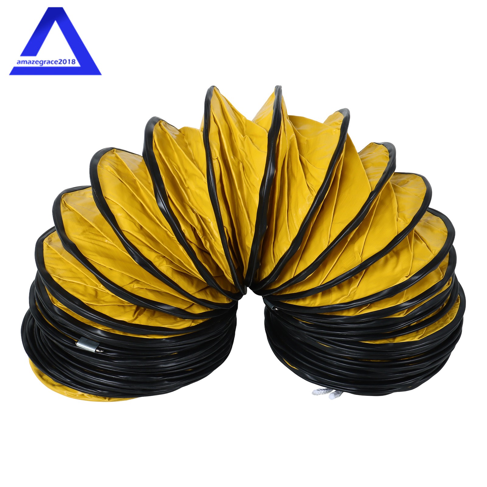 PVC Flexible Duct Hose for Ventilator Blower Fan w/ Rope & D-Ring 8″ × 25FT