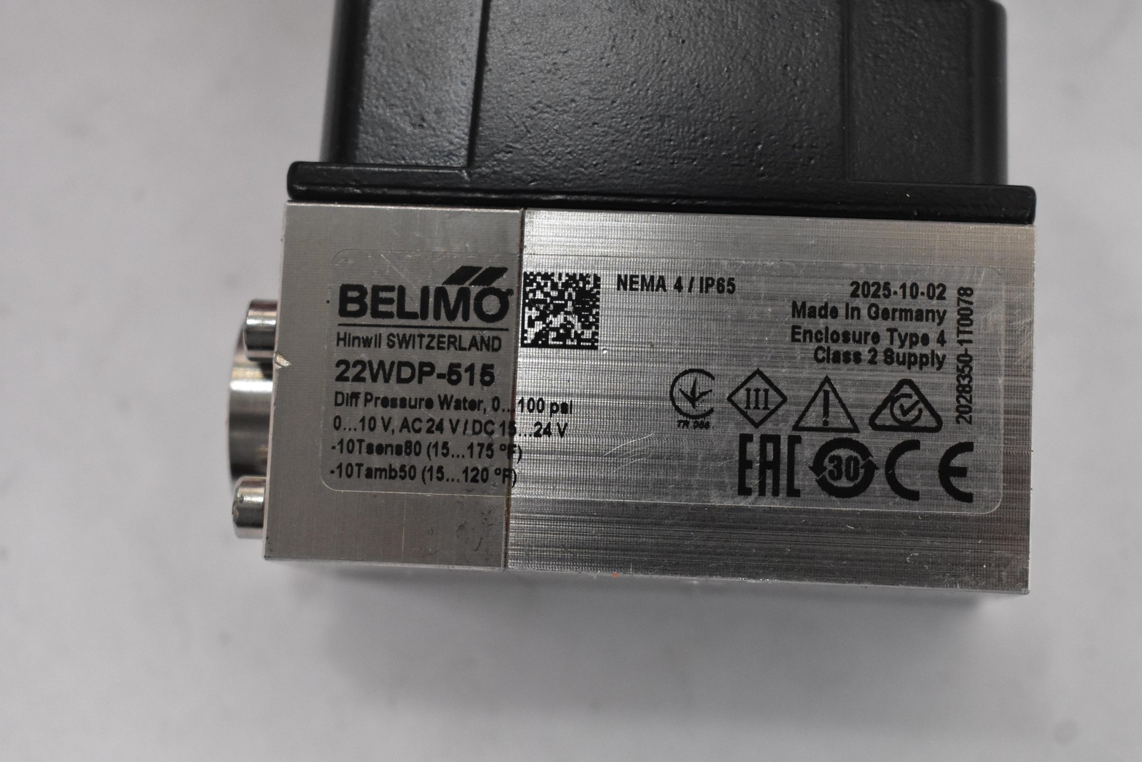 Belimo 22WDP-515 Differential Pressure Flow Sensor 0-100 PSI 0-10V 24V IP65