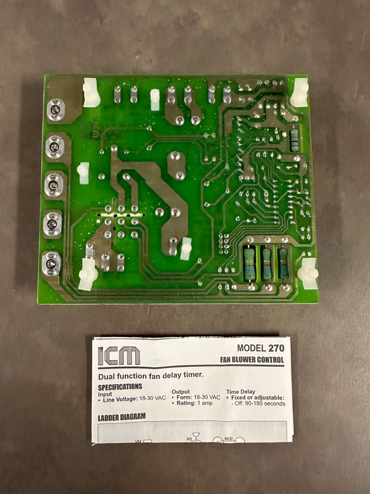 ICM AC1015 , EVCON 270C, Furnace Control Circuit Board, Evcon 2895-300, L38-650.